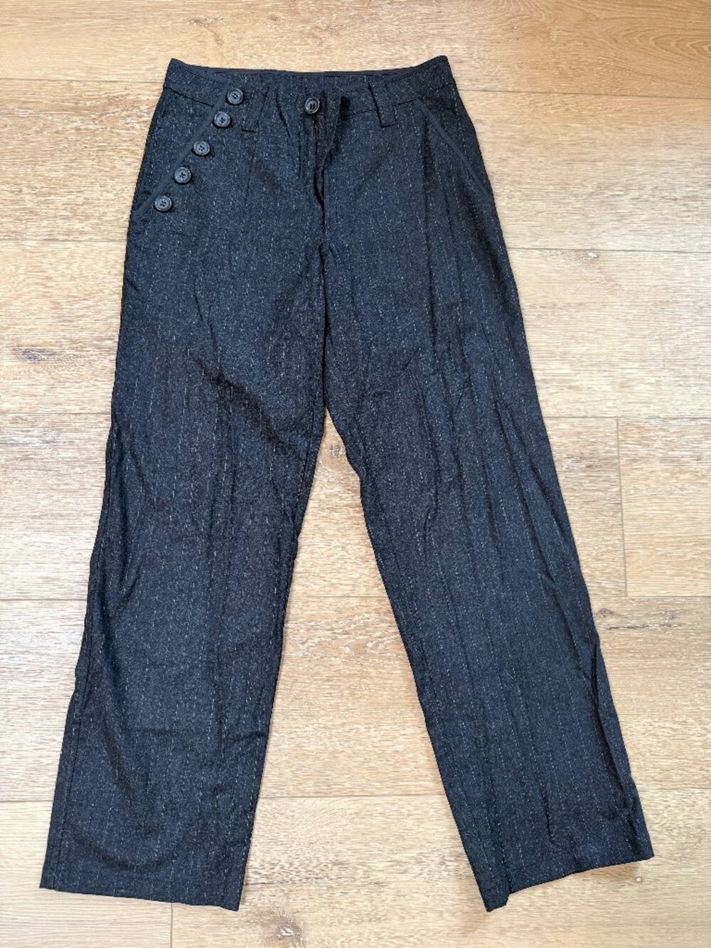Emporio Armani Black Pinstripe Tailored Pants - Y2K Style